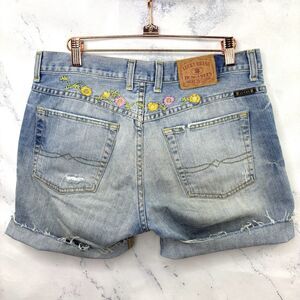 Vintage Lucky brand Denim Shorts sz 28 The Cut Off Floral Embroidery Daisy Dukes